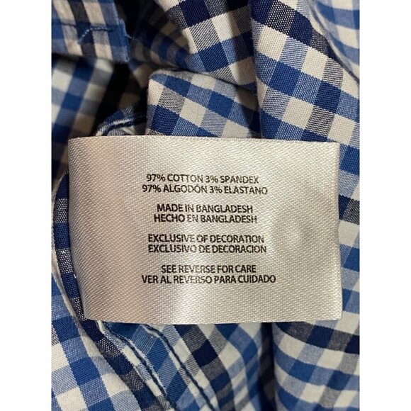 Gap Asher Plaid Short Sleeve Poplin Shirt Blue & White Pocket Men's Medium NWT - Picture 7 of 8